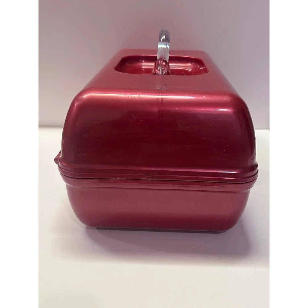 Caboodles Makeup Case Burgundy Train Cosmetic Organizer Mirror 12